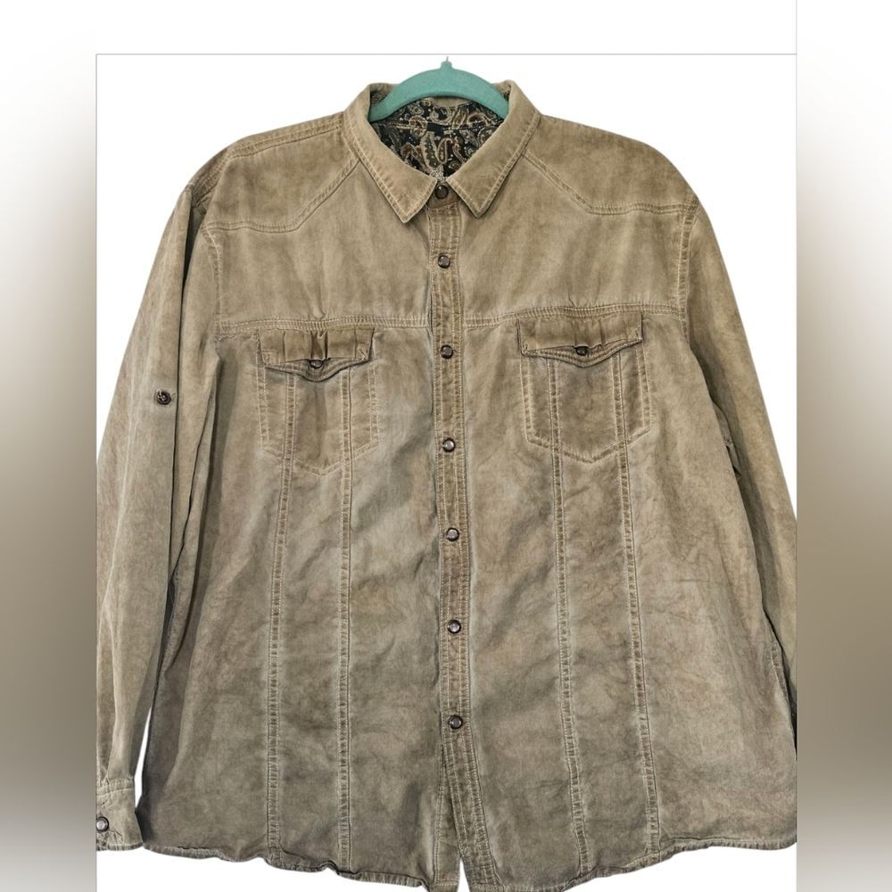 SCULLY 100% Cotton Western Shirt With Cat Eye Snaps Size L